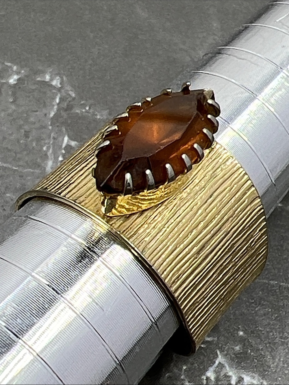 Vintage 1973 Sarah Coventry Ember Navette Gold Tone Ring